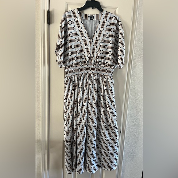 Ann Taylor lined dress.  Excellent condition. Semi-retro print.  Size medium. - Picture 1 of 6